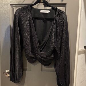 Astr Black Pleated Blouse